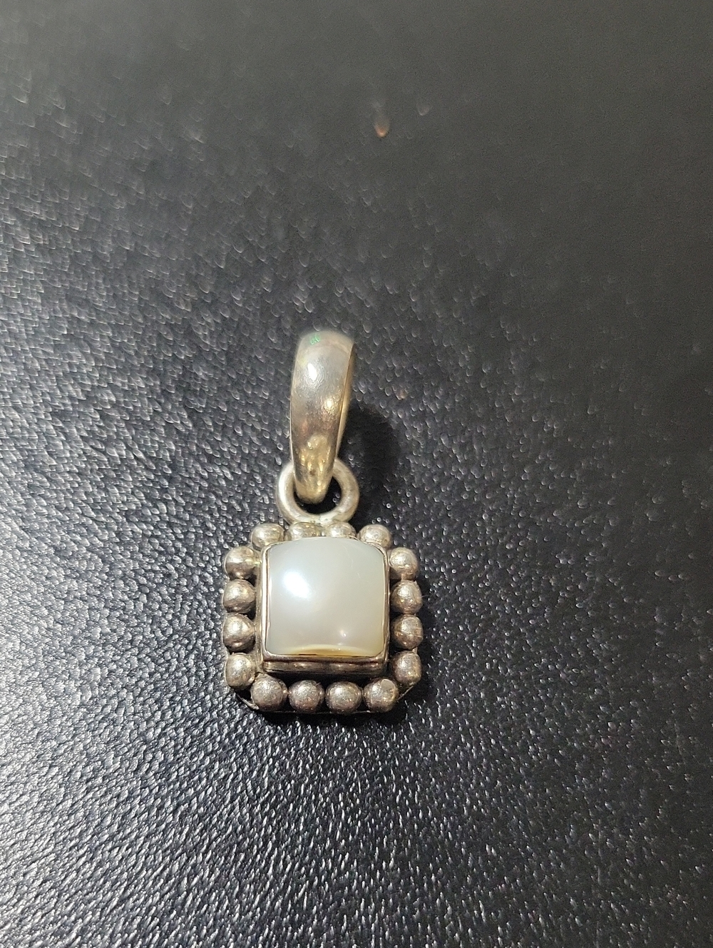 Silver Pendant with White Mother-of-Pearl Cabochon